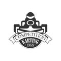 Karting Club Competition Black And White Logo Design Template With Rider In Kart Silhouette