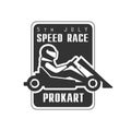 Karting Club Speed Race Black And White Logo Design Template With Rider In Kart Silhouette