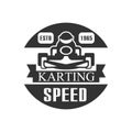 Karting Club Speed Racing Black And White Logo Design Template With Rider In Kart Silhouette