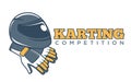 Karting club or kart races sport competition vector racer helmet template icon Royalty Free Stock Photo