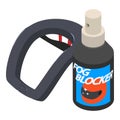 Karting equipment icon isometric vector. Karting neck collar fog blocker spray
