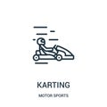 karting icon vector from motor sports collection. Thin line karting outline icon vector illustration. Linear symbol