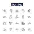 Karting line vector icons and signs. Racing, Kart, Track, Fast, Fun, Motorsports, Slick, Steering outline vector