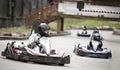 Karting. motorsport road racing with open-wheel four wheeled vehicles at go-karts