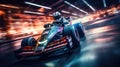 Karting racer in action, go kart competition Royalty Free Stock Photo