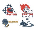 Karting races or kart club competition vector icons Royalty Free Stock Photo