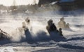Karting racing action in winter on a lake ice in Tahko, Finland. Royalty Free Stock Photo