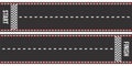 Karting racing roads. Start and finish lines. Asphalt roads or speedway with marking in top view