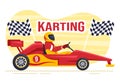 Karting Sport with Racing Game Go Kart or Mini Car on Small Circuit Track in Flat Cartoon Hand Drawn Template Illustration Royalty Free Stock Photo