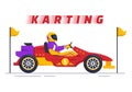 Karting Sport with Racing Game Go Kart or Mini Car on Small Circuit Track in Flat Cartoon Hand Drawn Template Illustration Royalty Free Stock Photo