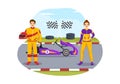 Karting Sport with Racing Game Go Kart or Mini Car on Small Circuit Track in Flat Cartoon Hand Drawn Template Illustration Royalty Free Stock Photo