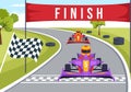 Karting Sport with Racing Game Go Kart or Mini Car on Small Circuit Track in Flat Cartoon Hand Drawn Template Illustration Royalty Free Stock Photo