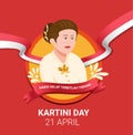 Kartini Day celebration for R.A Kartini the heroes of women and human right in Indonesia. in cartoon flat illustration Vector