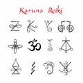 Karuna Reiki. Symbols. Healing energy. Alternative medicine. Vector.