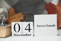 Karva Chauth holiday in india of autumn month calendar November