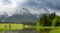 The Karwendel mountain range after a rainstorm in spring. Royalty Free Stock Photo