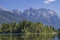Karwendel mountains and Isar storage lake Royalty Free Stock Photo