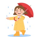 Rainy season girl with umbrella illustration