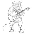 Slow Lorises Guitarist Line Art 2 Royalty Free Stock Photo