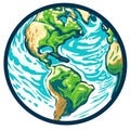 Globe planet Earth icon illustration isolated on background Save green planet concept. Royalty Free Stock Photo