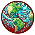 Globe planet Earth icon illustration isolated on background Save green planet concept. Royalty Free Stock Photo