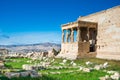 Karyatides statues, Erehtheio, on the Acropolis in Athens. Royalty Free Stock Photo