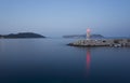 Kas, Turkey. Lighthouse and Port. Dawn. Kastellorizo Royalty Free Stock Photo