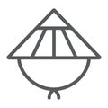 Kasa line icon, asian and cap, japanese hat sign, vector graphics, a linear pattern on a white background. Royalty Free Stock Photo