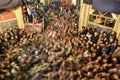 People moving from the main square of Kashan`s bazar during Muharram