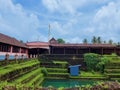 Ancient Kerala Temple Adoor Temple architecture design view near the pond