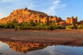 Kasbah Ait Ben Haddou in the Atlas mountains of Morocco at sunset Royalty Free Stock Photo