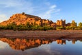 Kasbah Ait Ben Haddou in the Atlas mountains of Morocco at sunset Royalty Free Stock Photo