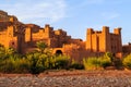 Kasbah Ait Ben Haddou in the Atlas mountains of Morocco at sunset Royalty Free Stock Photo