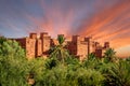 Kasbah Ait Ben Haddou in the desert at sunset, Morocco Royalty Free Stock Photo