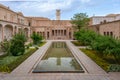 Kashan, Iran - 04.19.2019: Courtyard of richly decorated Borujerdi House, famous historical home from Qajar era. Pool