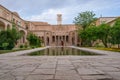 Kashan, Iran - 04.19.2019: Courtyard of richly decorated Borujerdi House, famous historical home from Qajar era. Pool