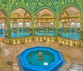 The fountain in Qasemi Sultan Amir Ahmad Bathhouse in Kashan,