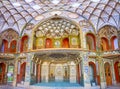 Panorama of Borujerdi Historical House interior, Kashan, Iran