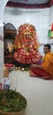 Kashba Kali and priest in Tripura state, country in India.