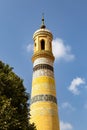 Kashgar, Xinjiang, China: a minaret of  Id Kah Mosque, the most famous attractions in Kashgar Ancient Town. Royalty Free Stock Photo