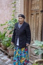 Elder Uyghur woman on streets of Kashgar Old City, China