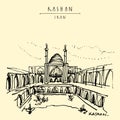 Kashhan, Iran. Agha Bozorg school and mosque. Historical mosque in Kashan, Iran. Built in the late 18th century. Travel sketch. Royalty Free Stock Photo