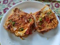 Kashmir, India - April 12 2021 : Egg bread kashmiri style