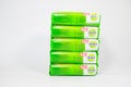 KASHMIR, INDIA - MARCH 28, 2020: Dettol Anti-Bacterial Original Soap.Few Dettol soaps isolated on a white background