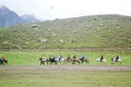 Kashmir, India October 2018 - Landscape view of Gulmarg a popular hill station destination scene in summer time of Indian state of Royalty Free Stock Photo