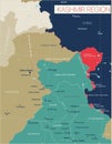 Kashmir region detailed editable map