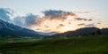 Kashmir valley, sunset panorama HDR Royalty Free Stock Photo