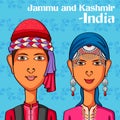 Kashmiri Couple in traditional costume of Jammu and Kashmir, India