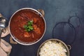 Kashmiri lamb rogan josh served with pulao rice