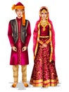 Kashmiri wedding couple in traditional costume of Jammu and Kashmir, India Royalty Free Stock Photo